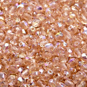 100pcs Czech Fire Polished Faceted Glass Beads Round 4mm Rosaline AB