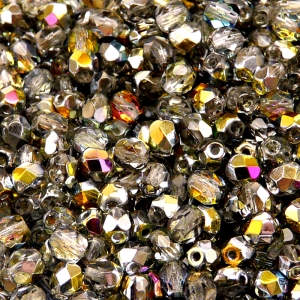 80pcs Czech Fire Polished Faceted Glass Beads Round 5mm Crystal Marea