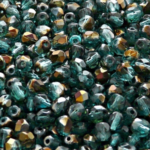 80pcs Czech Fire Polished Faceted Glass Beads Round 5mm Light Green Aquamarine Valentinit