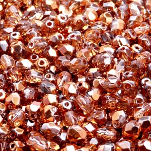 80pcs Czech Fire Polished Faceted Glass Beads Round 5mm Rosaline Sun Set