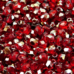 80pcs Czech Fire Polished Faceted Glass Beads Round 5mm Ruby Valentinit