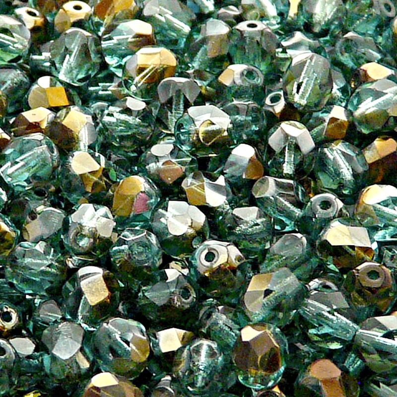 50pcs Czech Fire Polished Faceted Glass Beads Round 6mm Light Green Aquamarine Valentinit