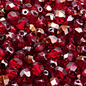 50pcs Czech Fire Polished Faceted Glass Beads Round 6mm Ruby Valentinit