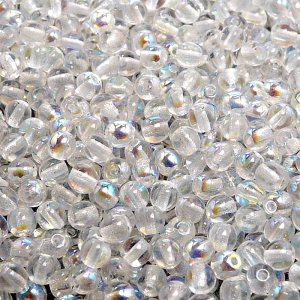 100pcs Czech Pressed Glass Round Beads 4mm Crystal AB