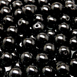 40pcs Czech Pressed Glass Round Beads 8mm Jet