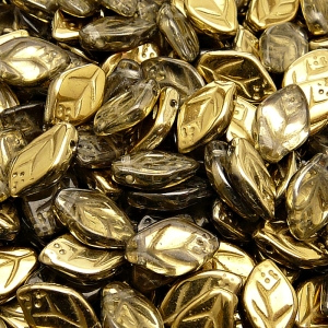 25pcs Czech Pressed Glass Leaf Beads 7x12mm Crystal Amber