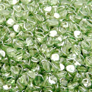 100pcs Czech Pressed Glass Pinch Beads 5mm Crystal Light Green Luster