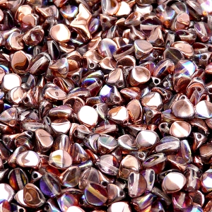 80pcs Czech Pressed Glass Pinch Beads 5mm Crystal Copper Rainbow