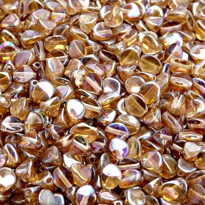 80pcs Czech Pressed Glass Pinch Beads 5mm Crystal Brown Rainbow