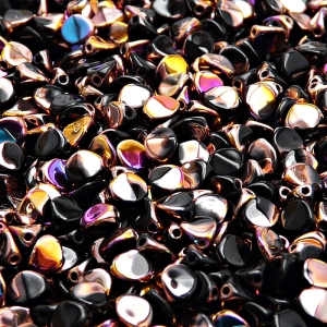 100pcs Czech Pressed Glass Pinch Beads 5mm Jet Sliperit