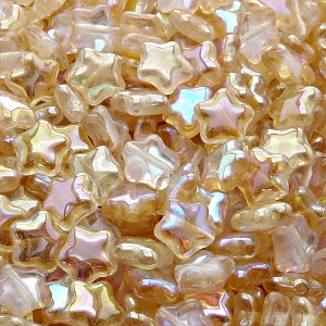 40pcs Czech Pressed Glass Star Beads 8mm Crystal Yellow Rainbow