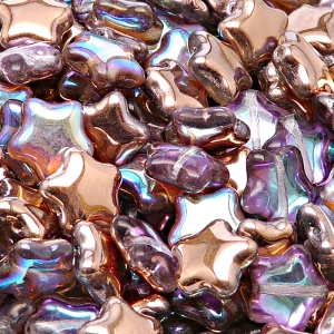 20pcs Czech Pressed Glass Star Beads 12mm Crystal Copper Rainbow