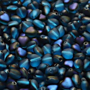 50pcs Czech Pressed Glass Heart Beads 6mm Aquamarine Azuro Matte