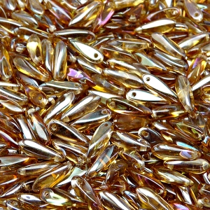 50pcs Czech Pressed Glass Dagger Beads 3x11mm Crystal Celsian