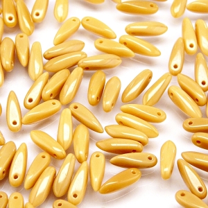 50pcs Czech Pressed Glass Dagger Beads 3x11mm Opaque Beige