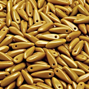 50pcs Czech Pressed Glass Dagger Beads 3x11mm Opaque Mustard