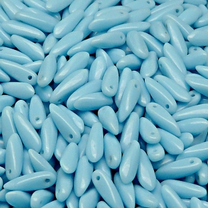 50pcs Czech Pressed Glass Dagger Beads 3x11mm Opaque Turquoise Blue