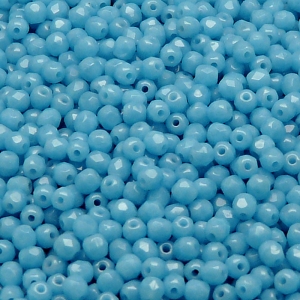 100pcs Czech Fire Polished Faceted Glass Beads Round 3mm Opaque Turquoise Blue