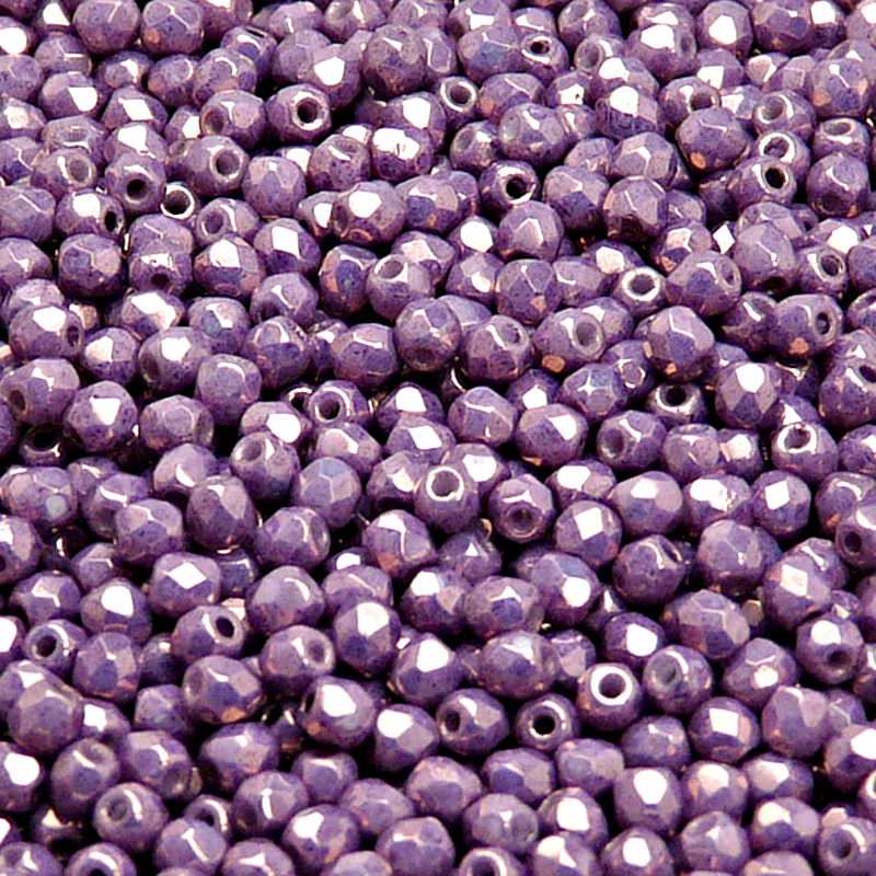 100pcs Czech Fire Polished Faceted Glass Beads Round 3mm Opaque Mix Amethyst Gold Ceramic Look