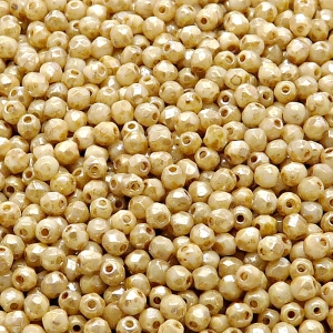 100pcs Czech Fire Polished Faceted Glass Beads Round 3mm Opaque Chalk White Picasso