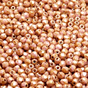 100pcs Czech Fire Polished Faceted Glass Beads Round 3mm Opaque Chalk White Rose Marble Luster