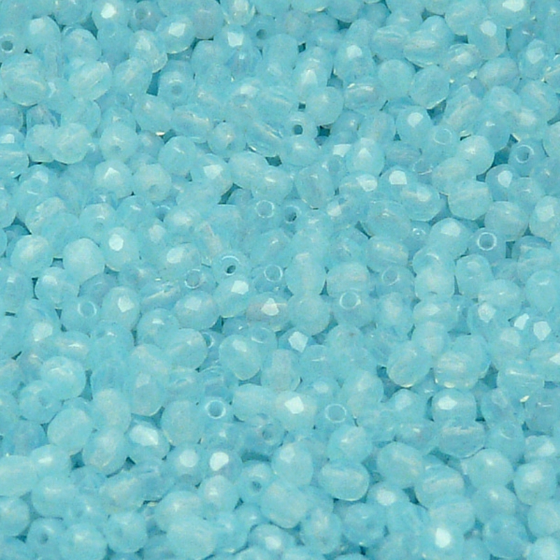 100pcs Czech Fire Polished Faceted Glass Beads Round 3mm Aqua Opal