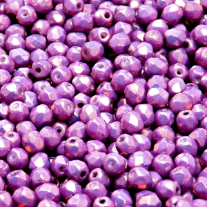 100pcs Czech Fire Polished Faceted Glass Beads Round 4mm Opaque Mix Amethyst Gold Ceramic Look