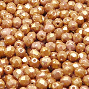 80pcs Czech Fire Polished Faceted Glass Beads Round 5mm Opaque Rose Ceramic Look