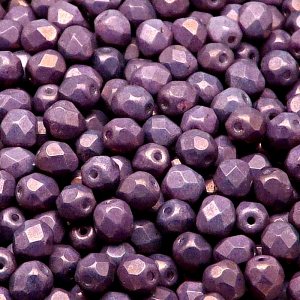 80pcs Czech Fire Polished Faceted Glass Beads Round 5mm Opaque Mix Amethyst Gold Ceramic Look