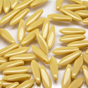 30pcs Czech Pressed Glass Dagger Beads 5x16mm Opaque Beige