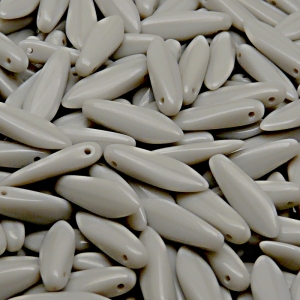30pcs Czech Pressed Glass Dagger Beads 5x16mm Opaque Gray