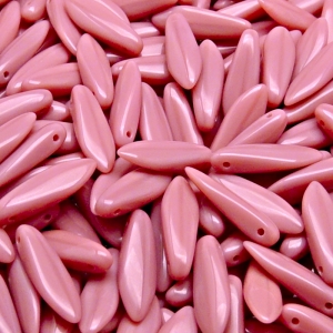 30pcs Czech Pressed Glass Dagger Beads 5x16mm Opaque Pink