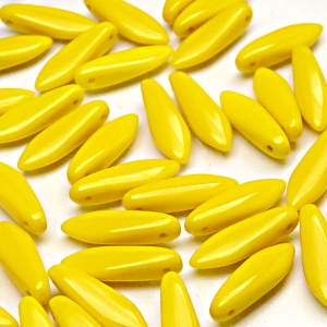 30pcs Czech Pressed Glass Dagger Beads 5x16mm Opaque Yellow