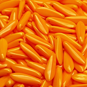 30pcs Czech Pressed Glass Dagger Beads 5x16mm Opaque Orange