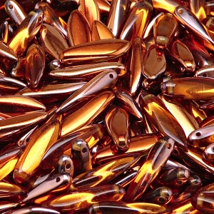 30pcs Czech Pressed Glass Dagger Beads 5x16mm Topaz Sun Set