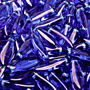 30pcs Czech Pressed Glass Dagger Beads 5x16mm Sapphire