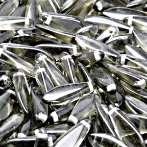 30pcs Czech Pressed Glass Dagger Beads 5x16mm Black Diamond
