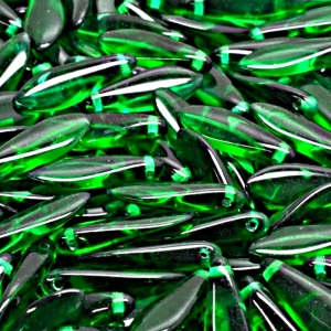 30pcs Czech Pressed Glass Dagger Beads 5x16mm Chrysolite