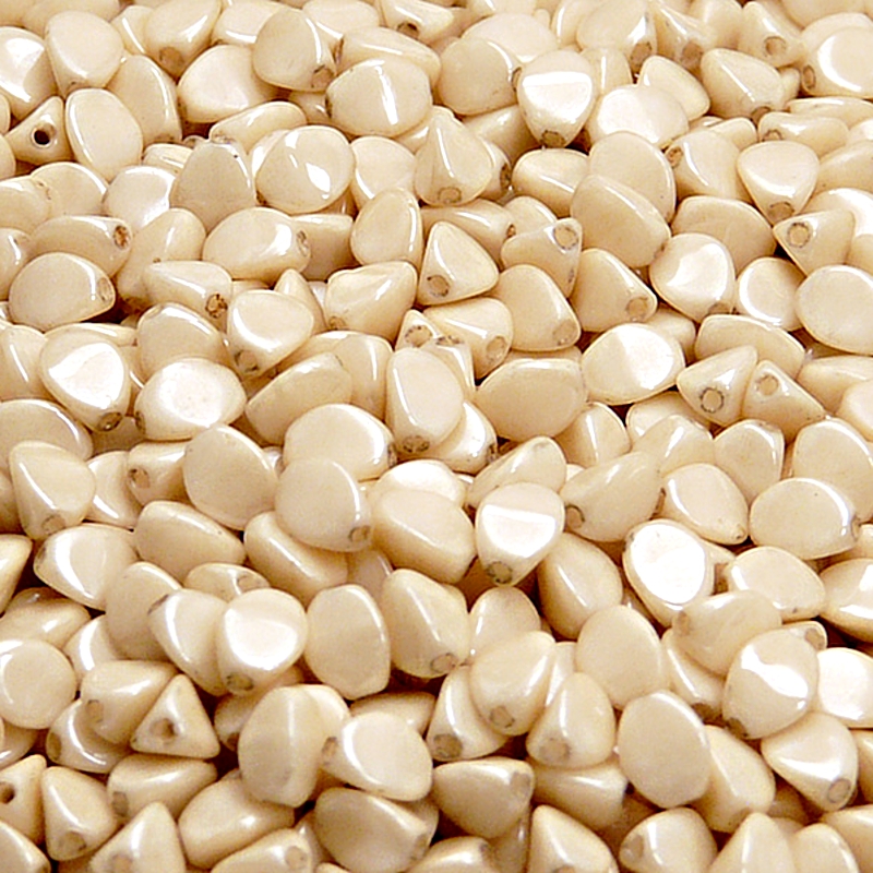 80pcs Czech Pressed Glass Pinch Beads 5mm Opaque Beige Ceramic Look