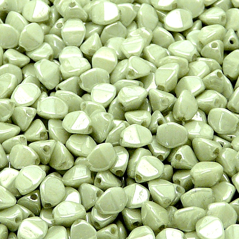 80pcs Czech Pressed Glass Pinch Beads 5mm Opaque Light Green Ceramic Look