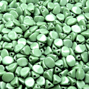 80pcs Czech Pressed Glass Pinch Beads 5mm Opaque Green Ceramic Look