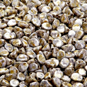 80pcs Czech Pressed Glass Pinch Beads 5mm Opaque Chalk White Copper Brown Marble Senegal Luster