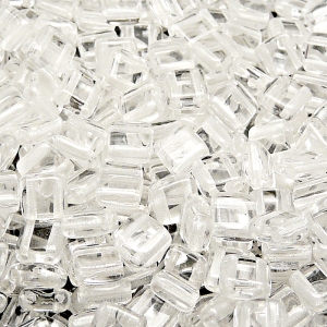 40pcs Czech Two Hole Pressed Glass Tile Beads 6mm Crystal