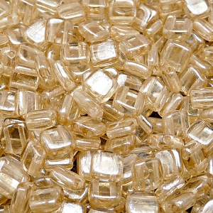 40pcs Czech Two Hole Pressed Glass Tile Beads 6mm Crystal Orange Luster