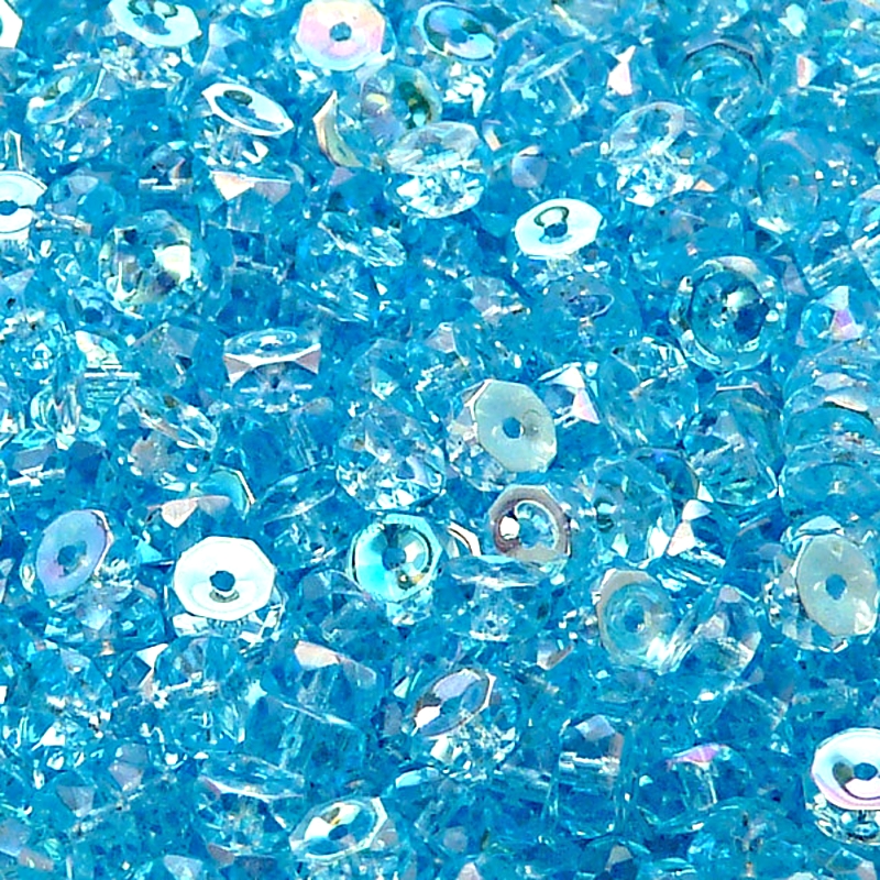 50pcs Czech Fire Polished Faceted Glass Rondelle Beads 6x3mm Light Aquamarine AB