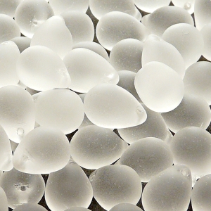 10pcs Czech Pressed Glass Teardrop Beads 10x14mm Crystal Matte