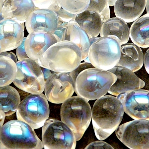 10pcs Czech Pressed Glass Teardrop Beads 10x14mm Crystal AB