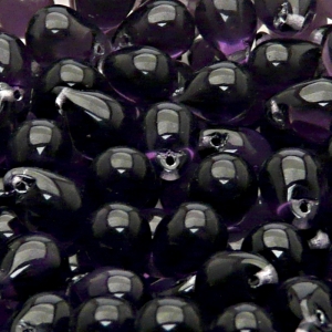 10pcs Czech Pressed Glass Teardrop Beads 10x14mm Tanzanite