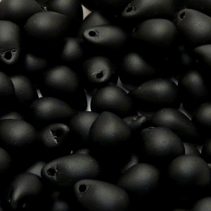 10pcs Czech Pressed Glass Teardrop Beads 10x14mm Jet Matte