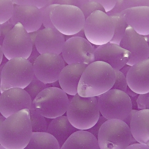 10pcs Czech Pressed Glass Teardrop Beads 10x14mm Alexandrite Matte (20310)